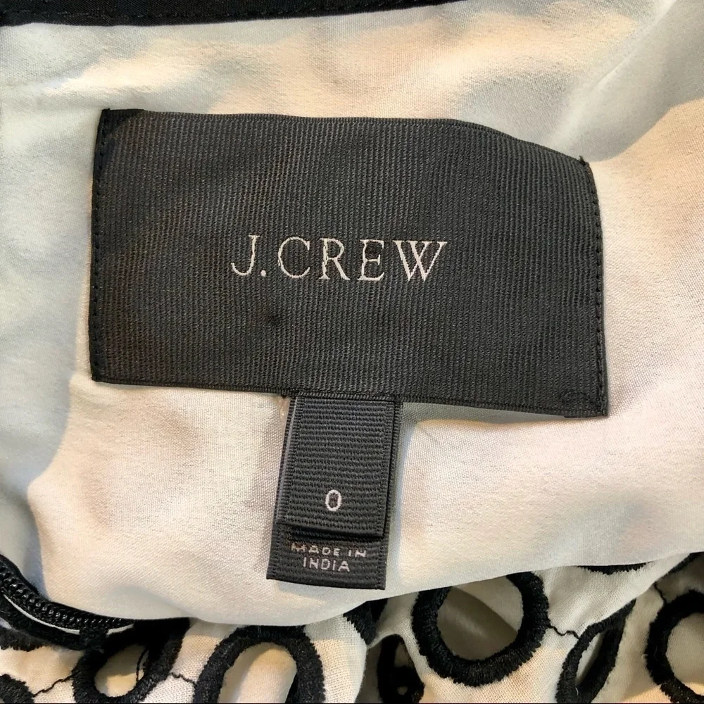 J. Crew punched out eyelet sleeveless dress black white 0